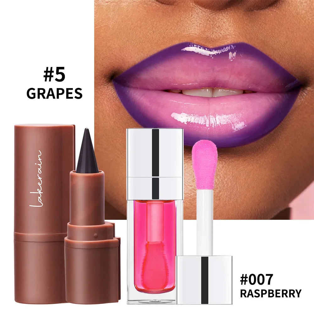Lakerain Lip Liner & Gloss Combo Set – Long-Lasting Moisturizing