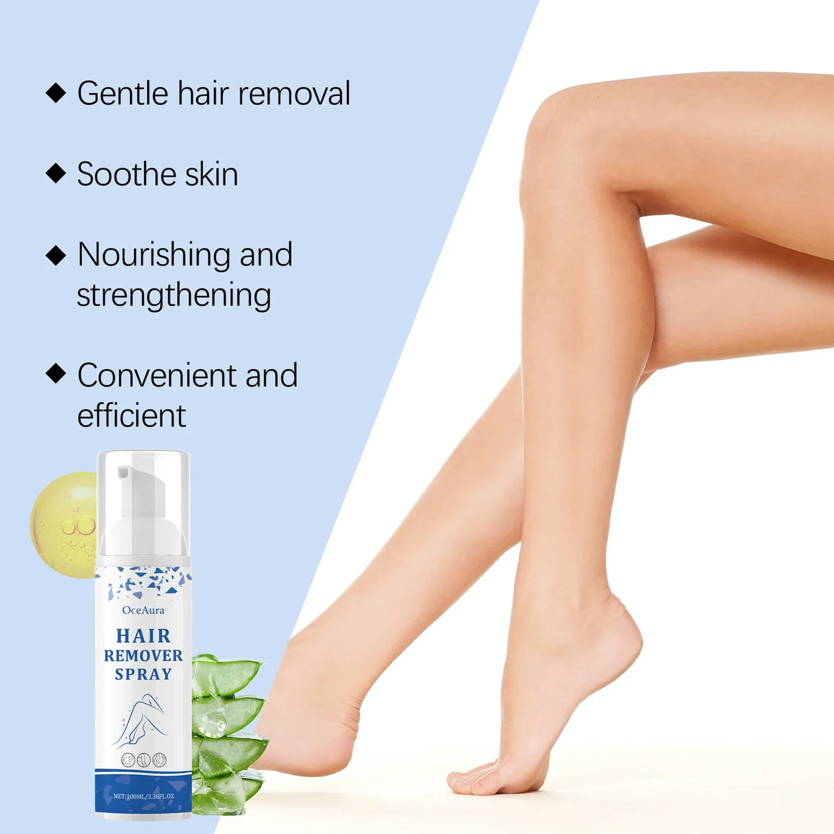 OceAura Depilatory Mousse Spray – Smooth Underarms & Body