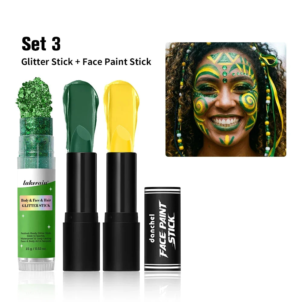 Face & Body Paint Stick Set – Non-Toxic, Waterproof SFX & Sports