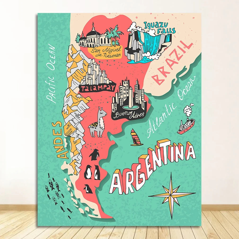 Argentina Vintage Travel Canvas Poster | Retro Wall Art