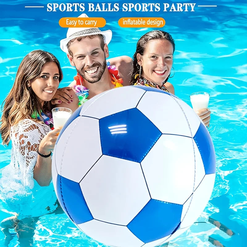 Large 4D Blue Soccer Foil Balloon Giant Round Film Birthday Gender