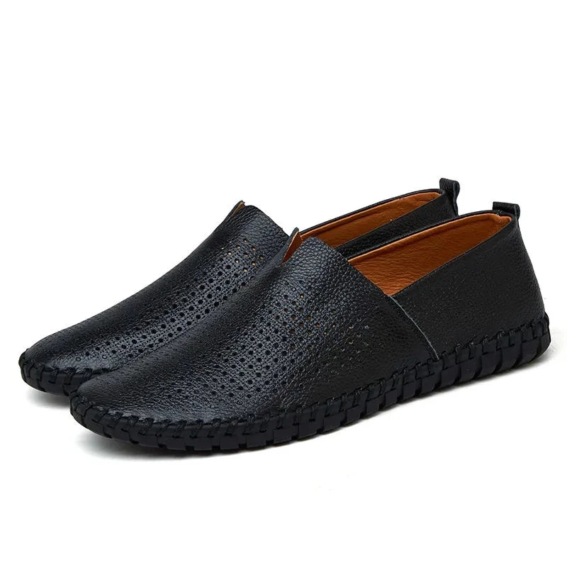 Lorilury Men's Leather Moccasin Loafers | Sizes 6–15 | Slip-On
