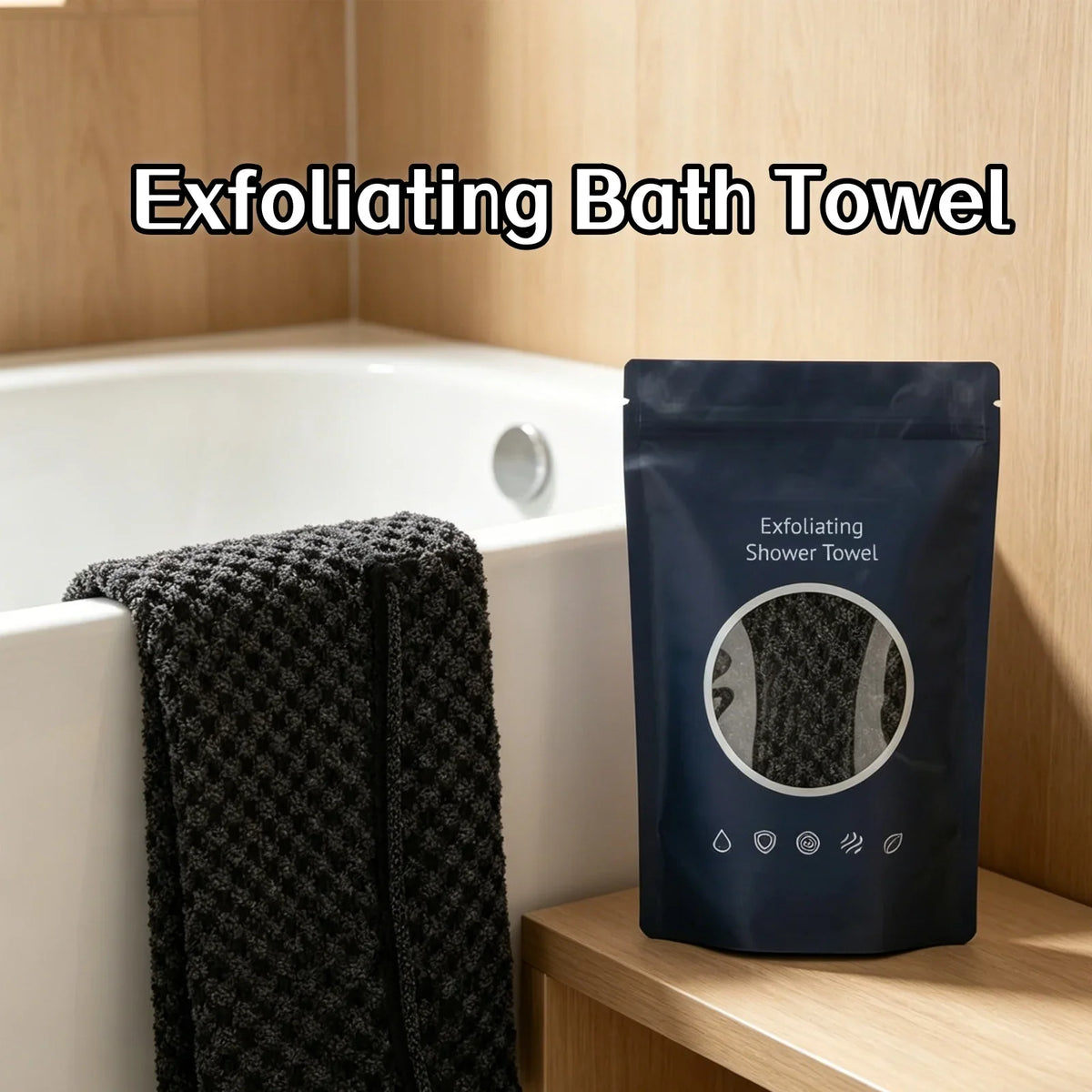 Ultra-Long Exfoliating Bath Towel | Back Scrubber for Men & Women