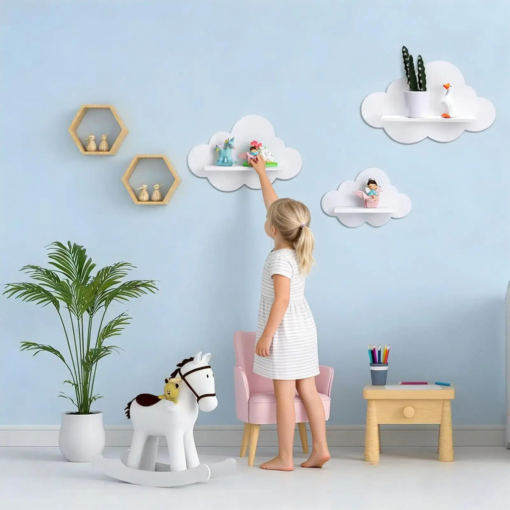 Cloud Wall Shelf Set of 3 – Floating Kids Room & Nursery Shelves