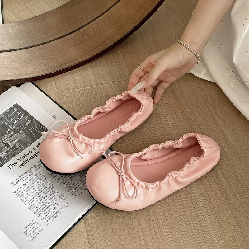 Women's Butterfly-Knot Mary Jane Ballet Flats | Slip-On