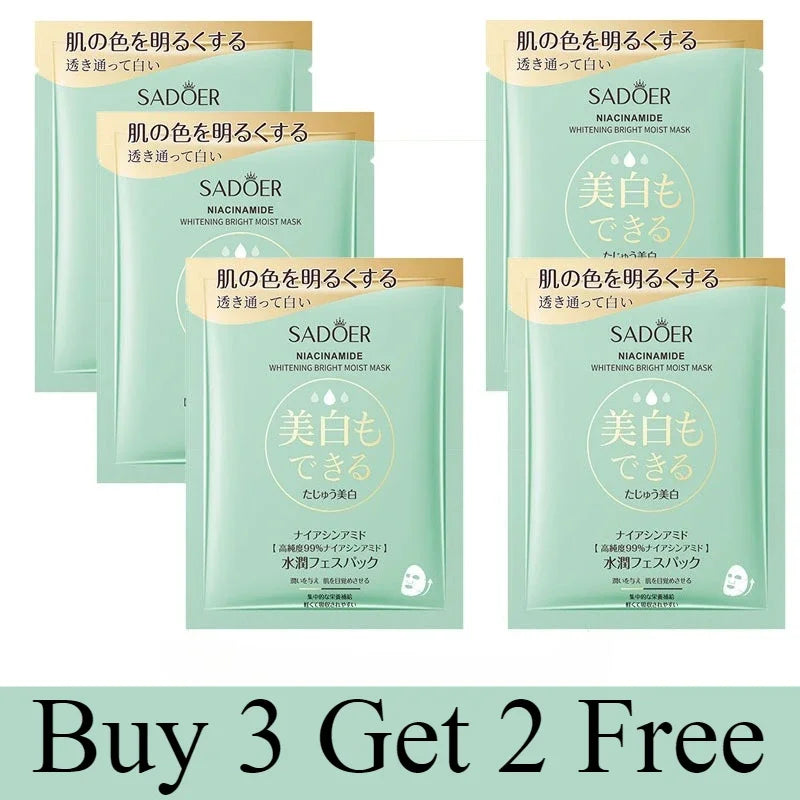 SADOER Niacinamide Brightening Hydrating Face Mask – 5 Pack