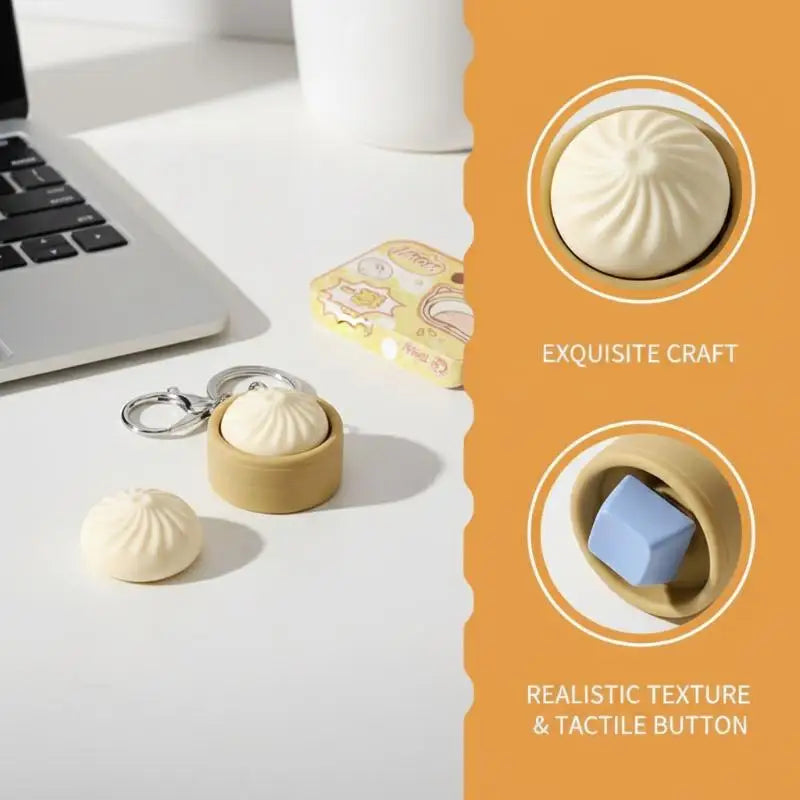Cute Baozi Fidget Keychain – Squishy Dumpling Pendant Toy