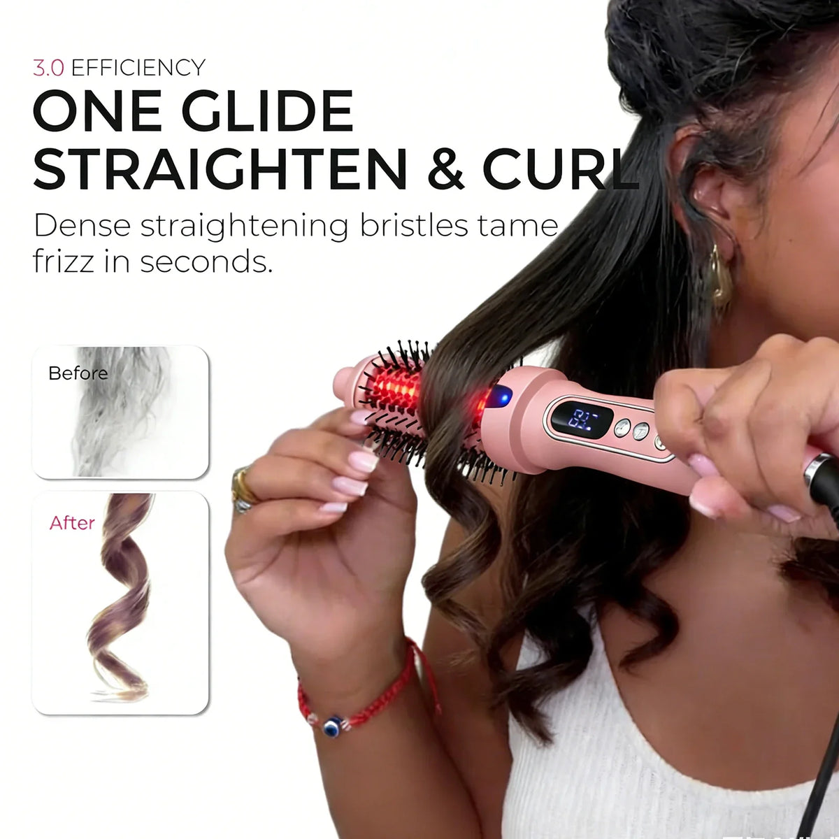 Ionic Hair Styling Brush Set | Digital Temp Curling Wand Comb