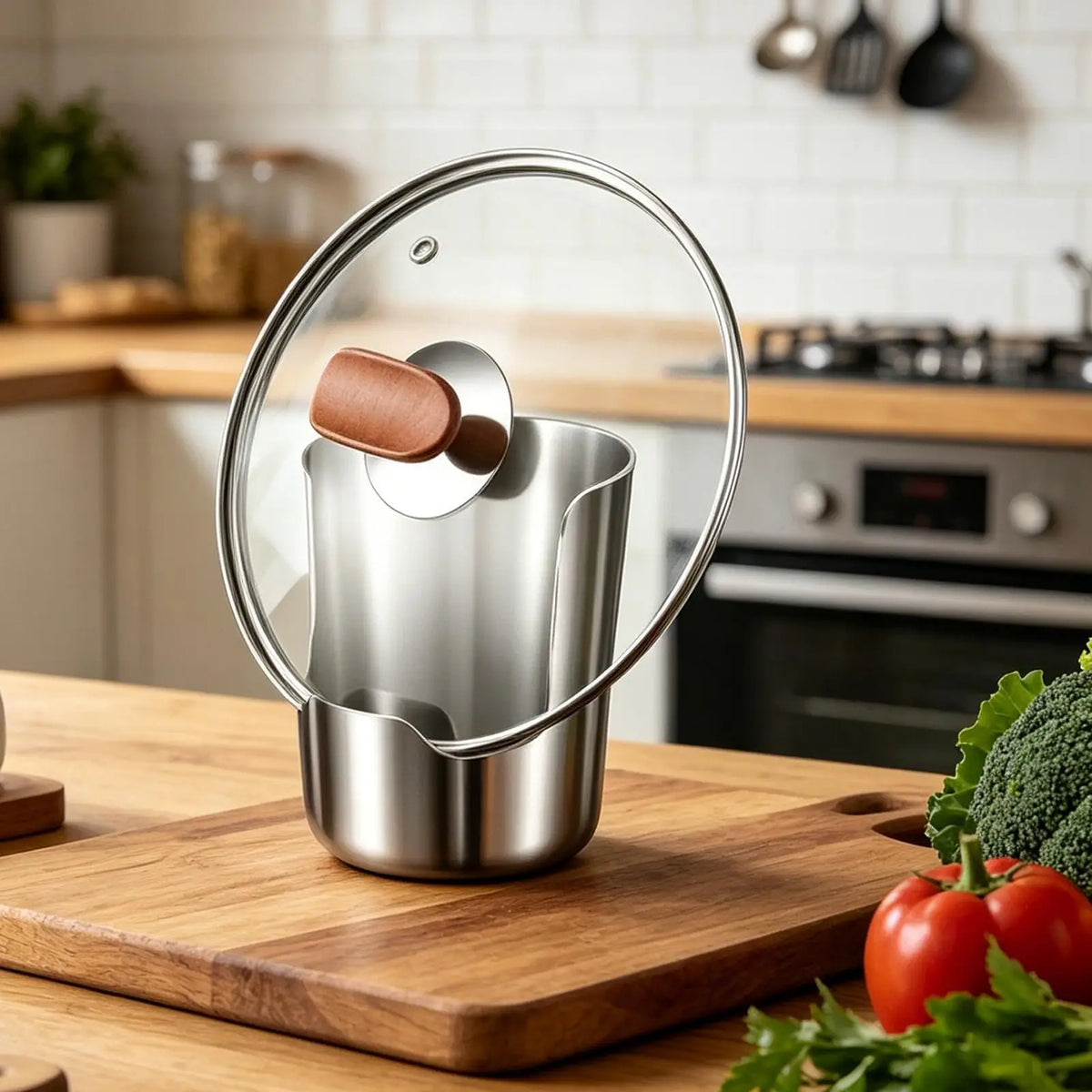 Stainless Steel Pot Lid Holder & Spoon Rest – Kitchen Stand