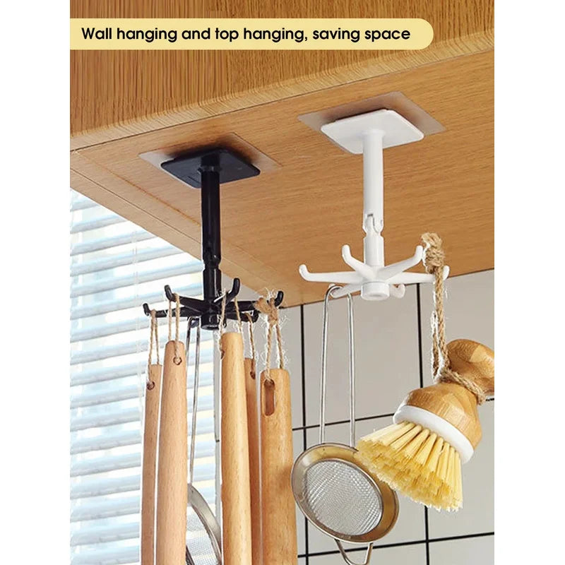 Rotating No-Drill Wall-Mounted Kitchen Hooks Rack | 5/10 Pcs