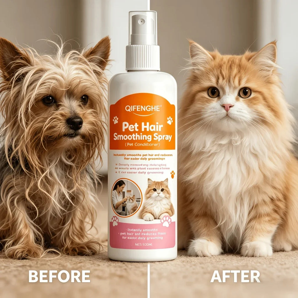Pet Hair Detangling Spray & Reusable Lint Roller Set | Cats & Dogs