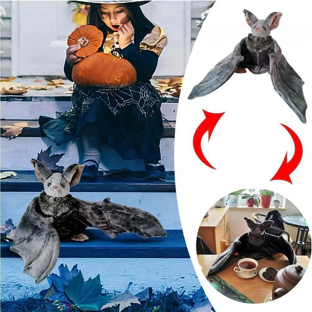 Bat Stuffed Plush Doll Pillow | Foldable Wings Halloween Decor