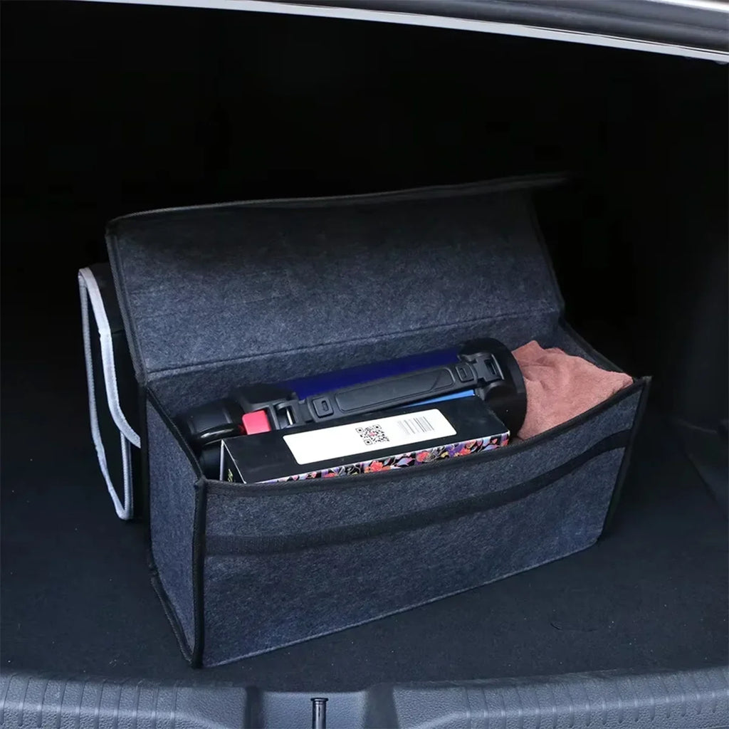 Dark Gray Car Felt Storage Box Bag Enlarged Thickened Soft Household