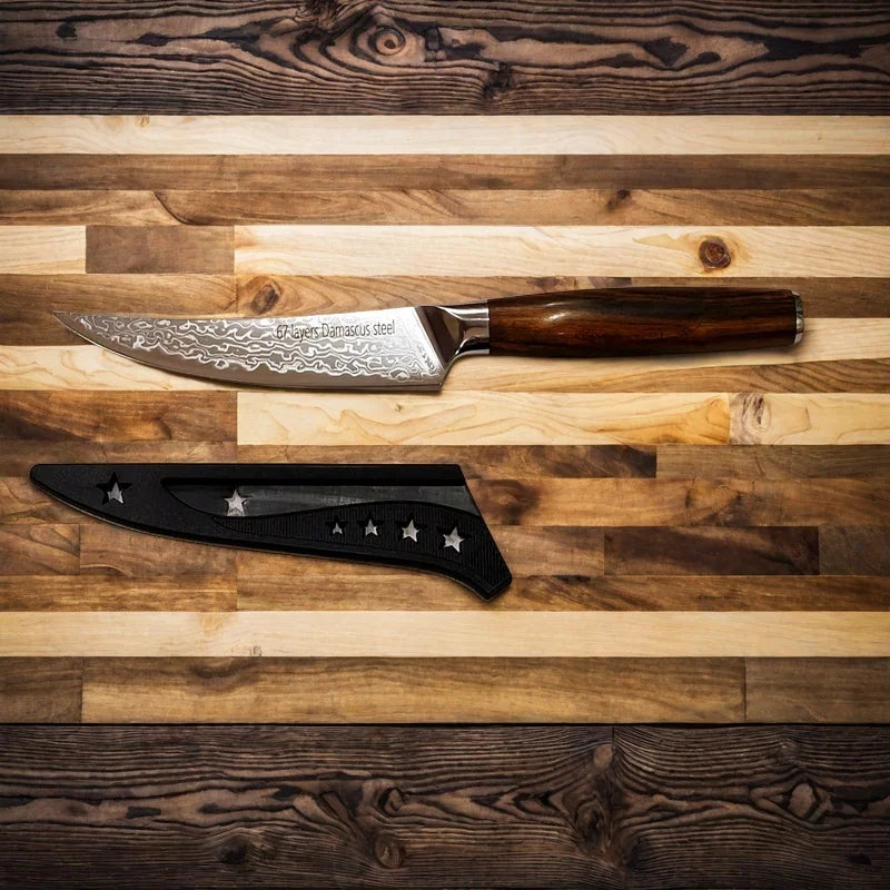 5" Damascus Steel Steak Knife – VG10 Blade & Ebony Handle