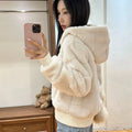 Women's Faux Mink Hoodie Jacket – Korean Style Winter Coat