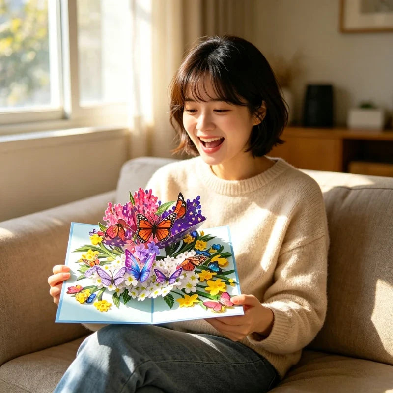 3D Pop-Up Greeting Card – Butterflies & Flowers | All Occasions