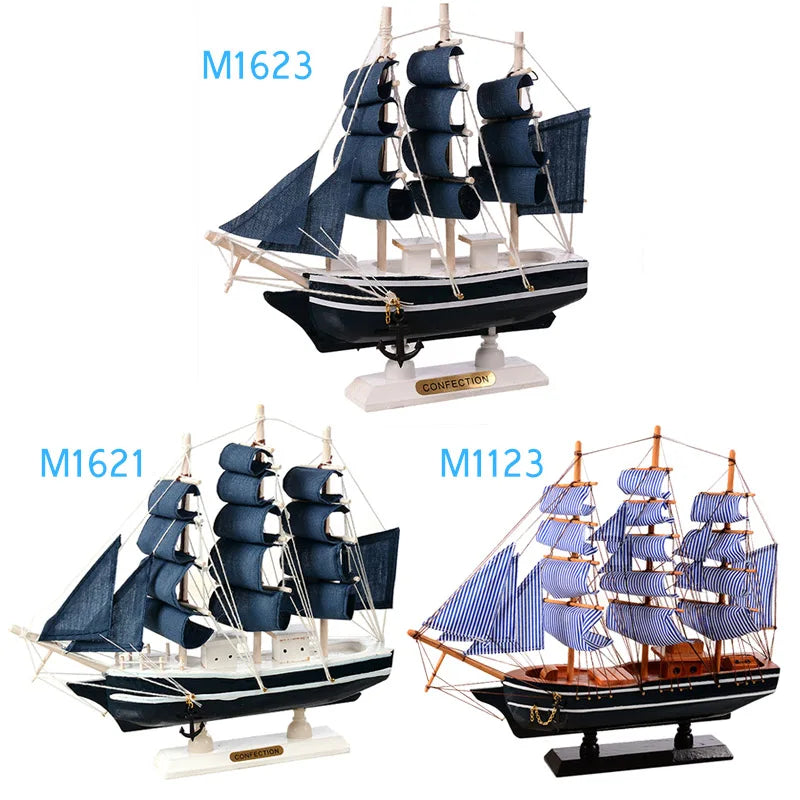 Handmade Wooden Sailing Ship Model | Nautical Decor Gift