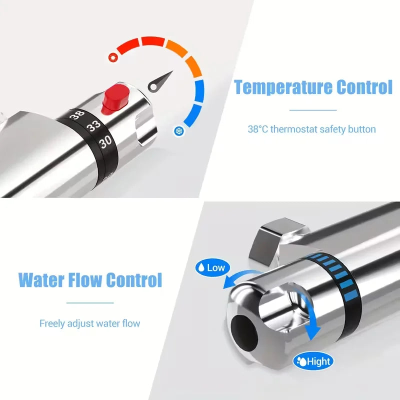 Chrome Thermostatic Shower Mixer Bar | Wall Mounted 1/2"