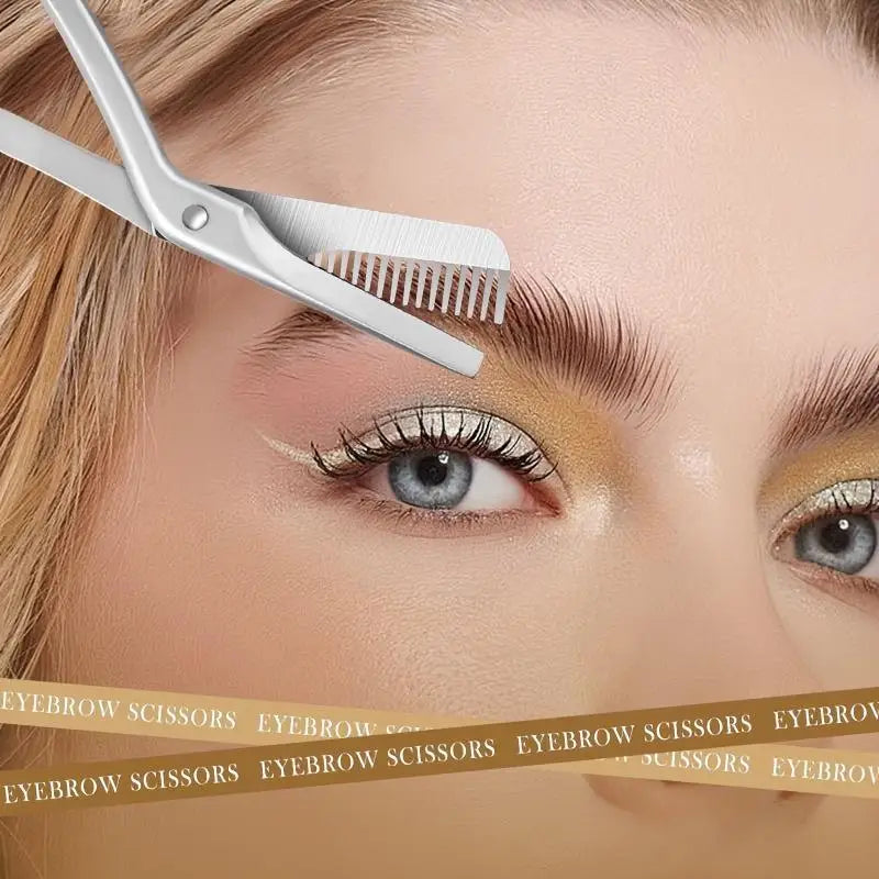 Stainless Steel Eyebrow Scissors with Comb – Precision Grooming