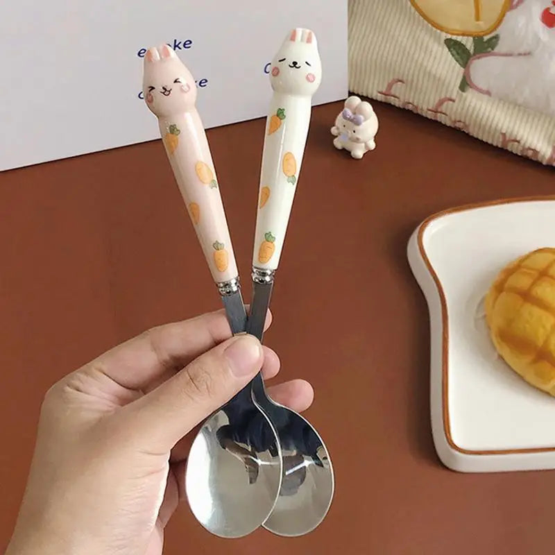 Cute Cutlery Cartoon Bunny Stainless Steel Mirror Polished Flatware
