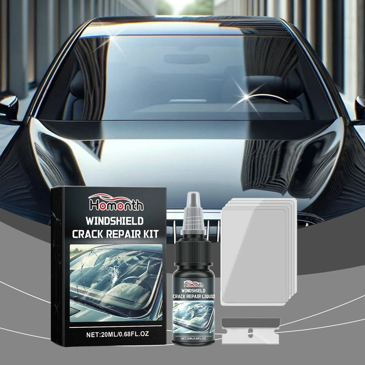 Windshield Glass Crack Repair Kit | Clear Adhesive 20ml