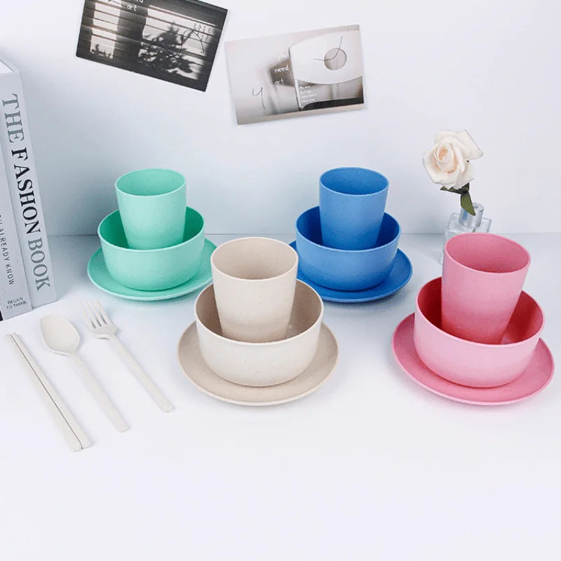 Tableware Wheat Straw Cutlery Dinnerware Unbreakable Dishes Camping