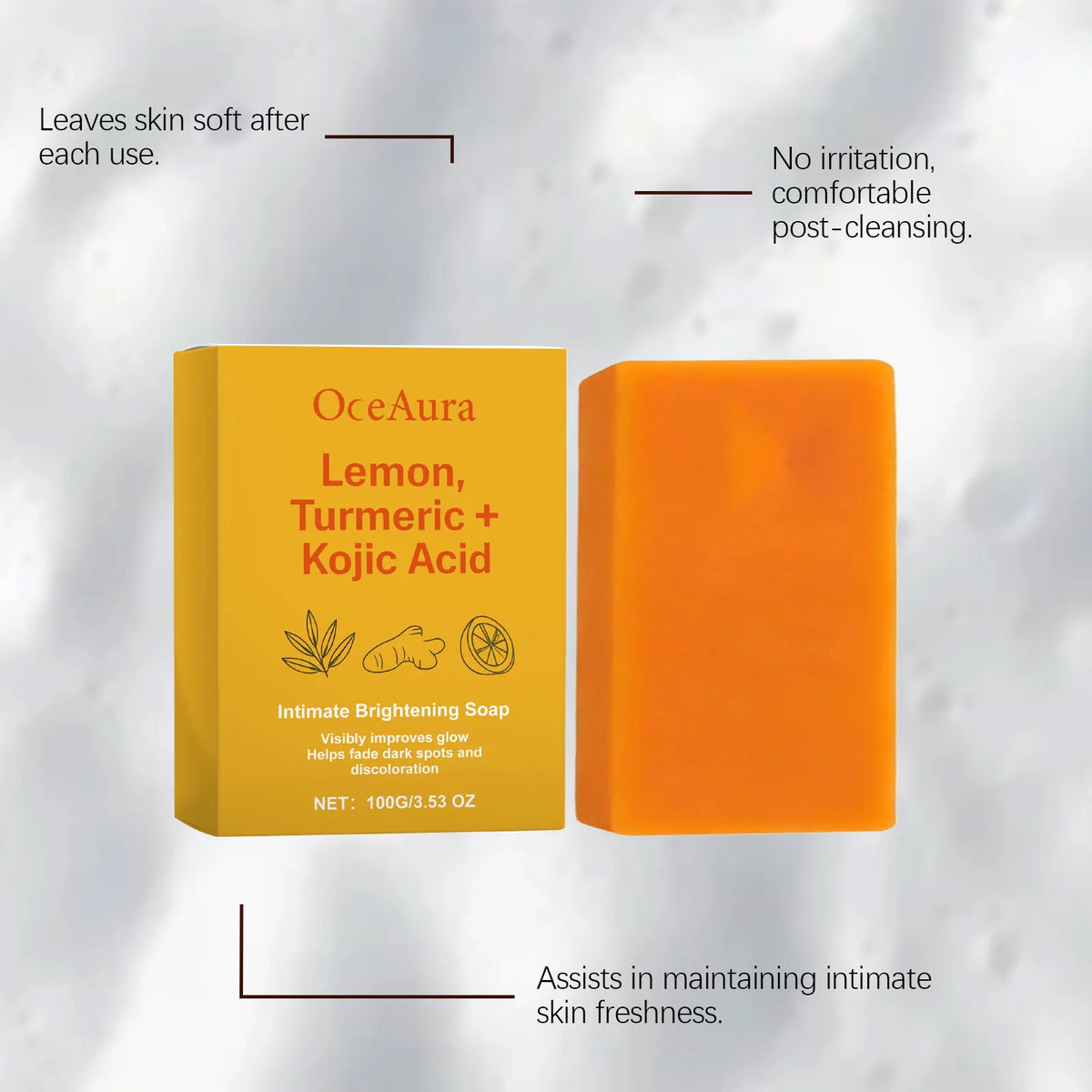 OceAura Kojic Acid Lemon Turmeric Brightening Soap Bar