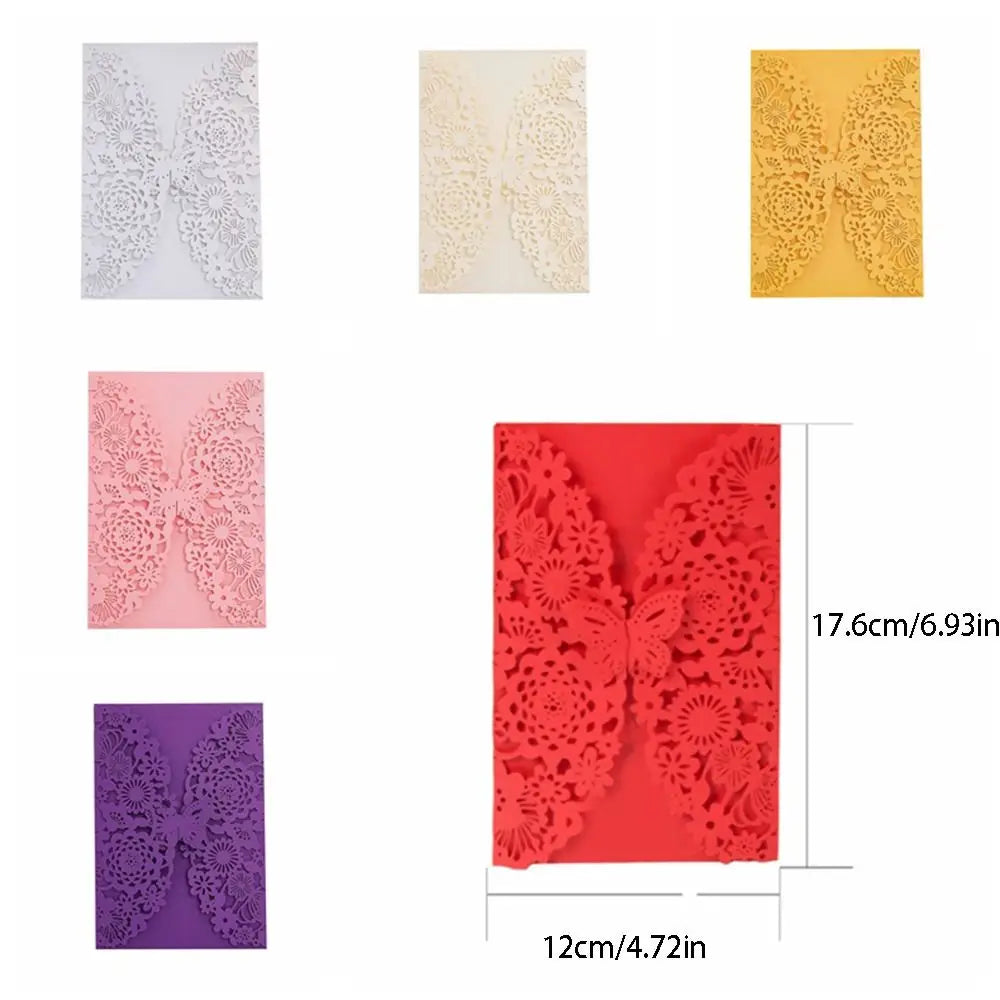 50pcs Laser Cut Hollow Floral Wedding Invitation Cards