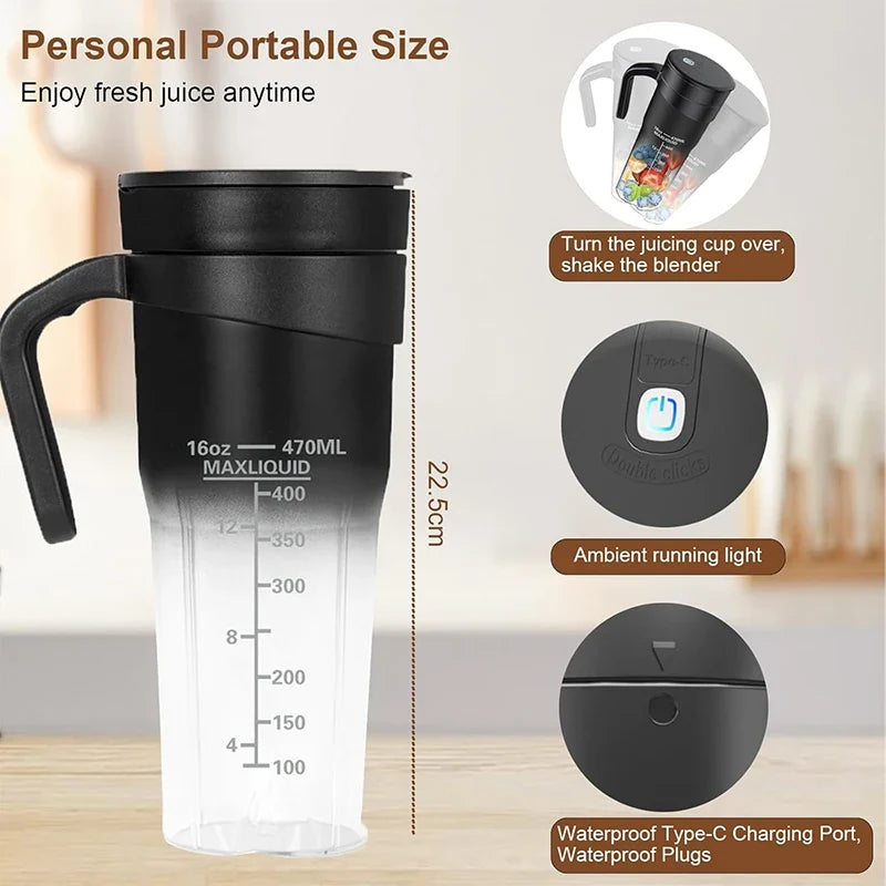 Portable 6-Blade Hand Blender | USB-C Rechargeable Immersion Mixer