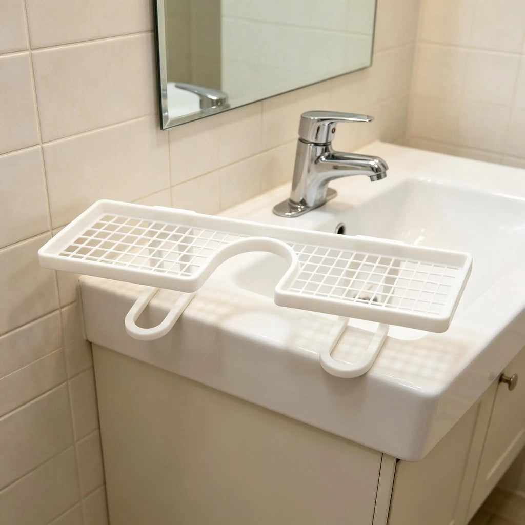 Bathroom Sink Faucet Organizer Rack | Mesh Drainage Tray