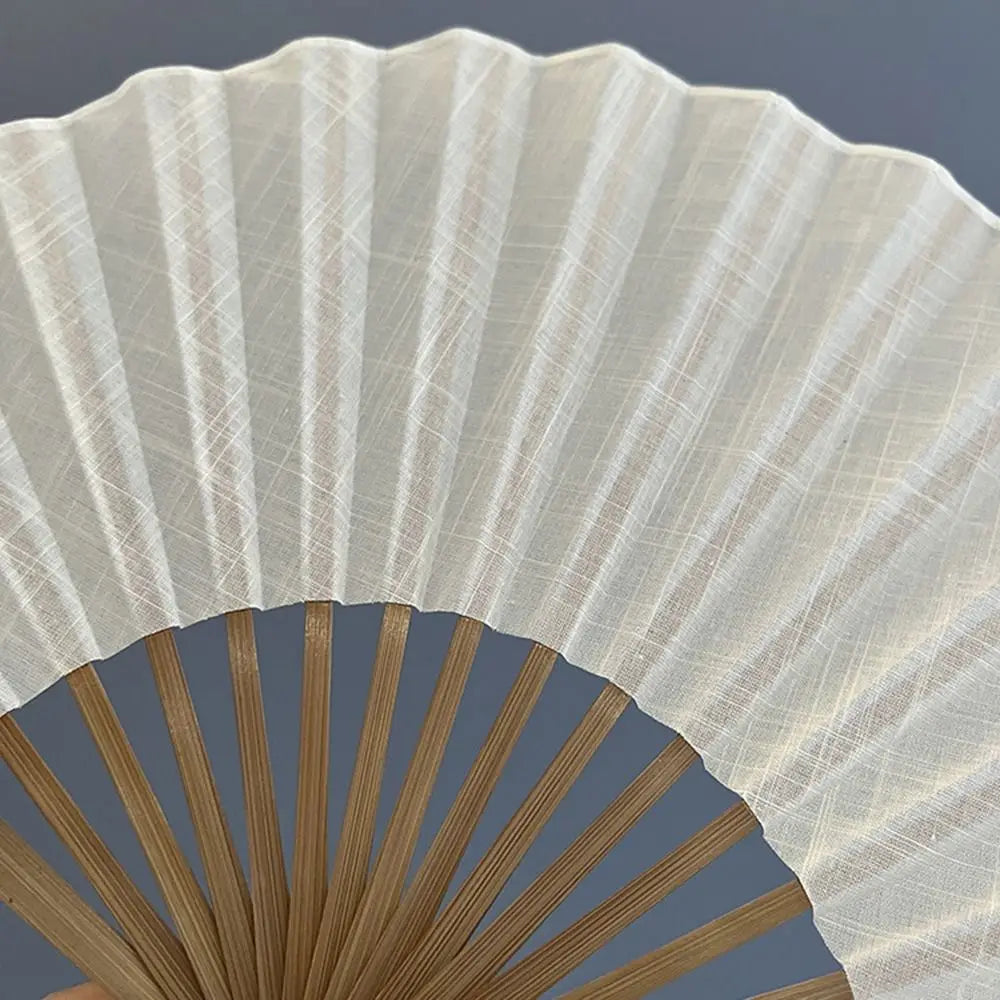 Shell-Shaped Folding Hand Fan | Bamboo & Cotton Linen Retro