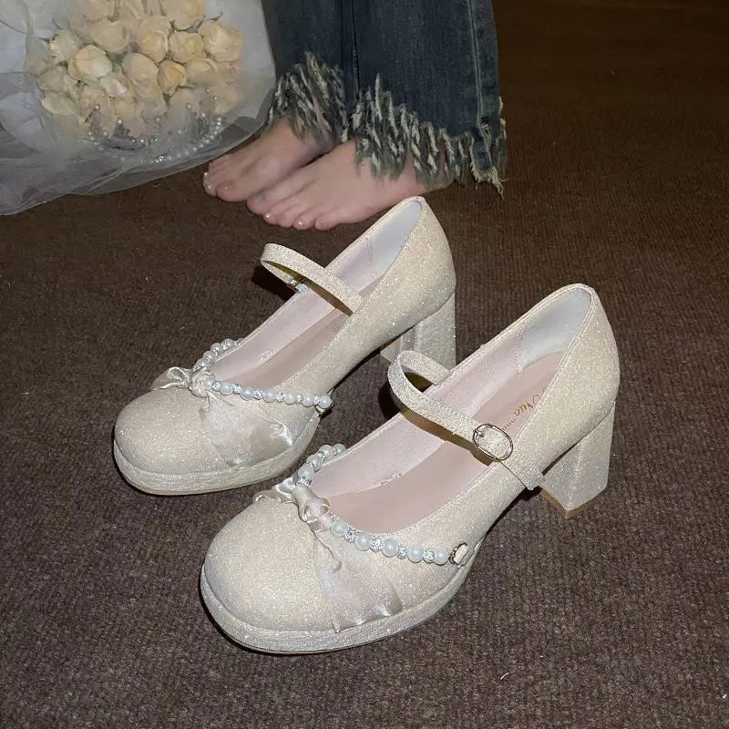 Lolita Mary Jane Pumps – Women's Butterfly-Knot Wedding Shoes