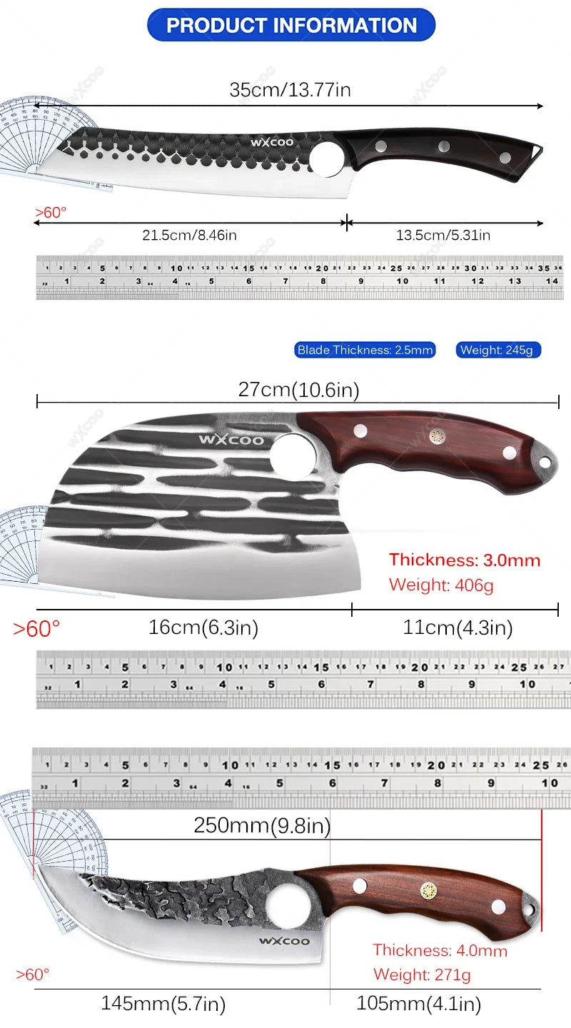 WXCOO Forged Chef's Knife Set – 5Cr15MOV Stainless Steel