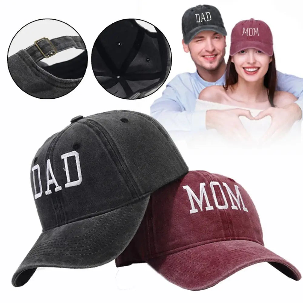 DAD MOM Embroidery Cotton Baseball Cap – Unisex Snapback Hat