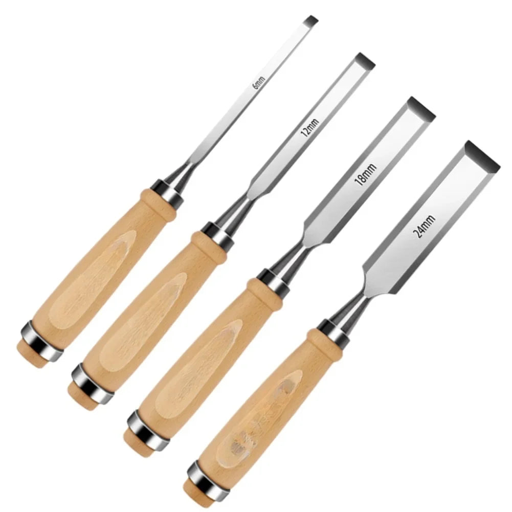 4-Piece Wood Chisel Set – 6/12/18/24mm Carving Kit