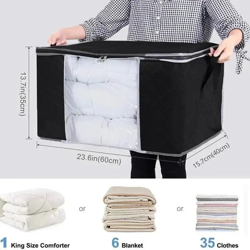 Non-Woven Zipper Blanket Storage Bag | Under Bed Organizer