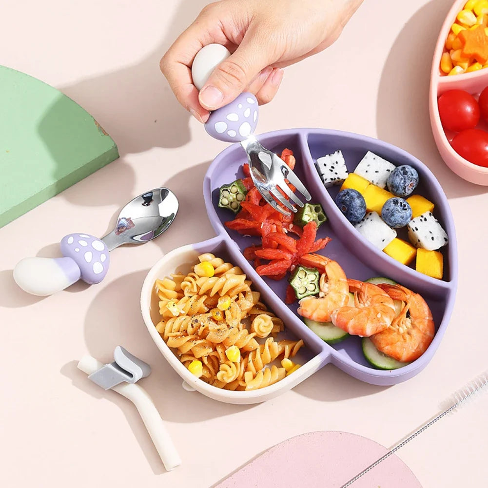 Cartoon Silicone Baby Feeding Set – 5-Piece BPA-Free Weaning Kit