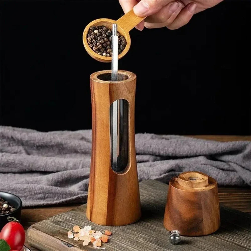 Wooden Salt & Pepper Grinder Mill Set | Adjustable Ceramic