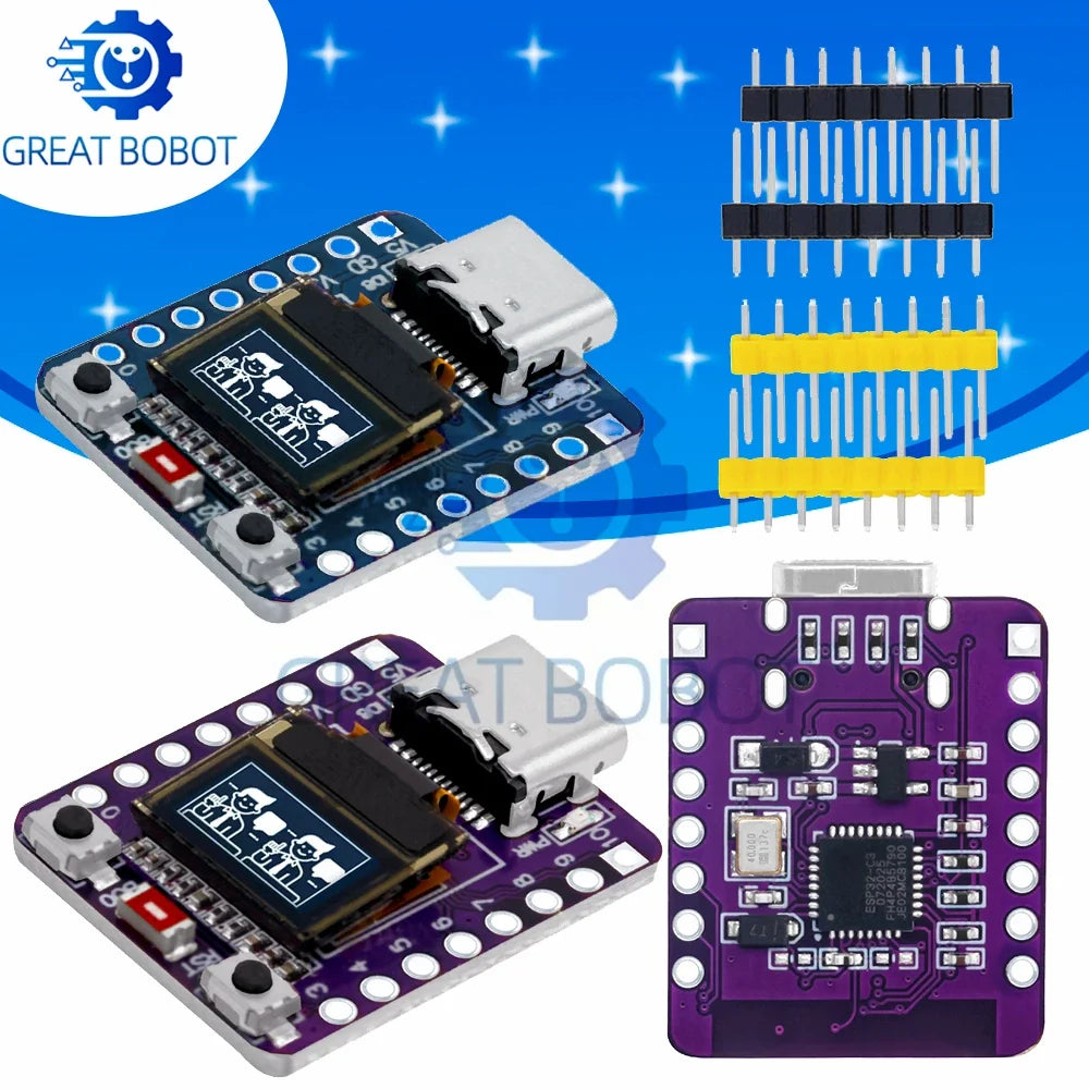 Mini ESP32-C3 Dev Board – Wi-Fi, Bluetooth & OLED Display