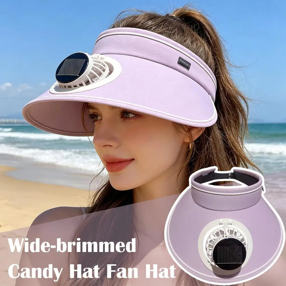 Solar USB Fan Sun Hat – Unisex Wide Brim Cooling Visor