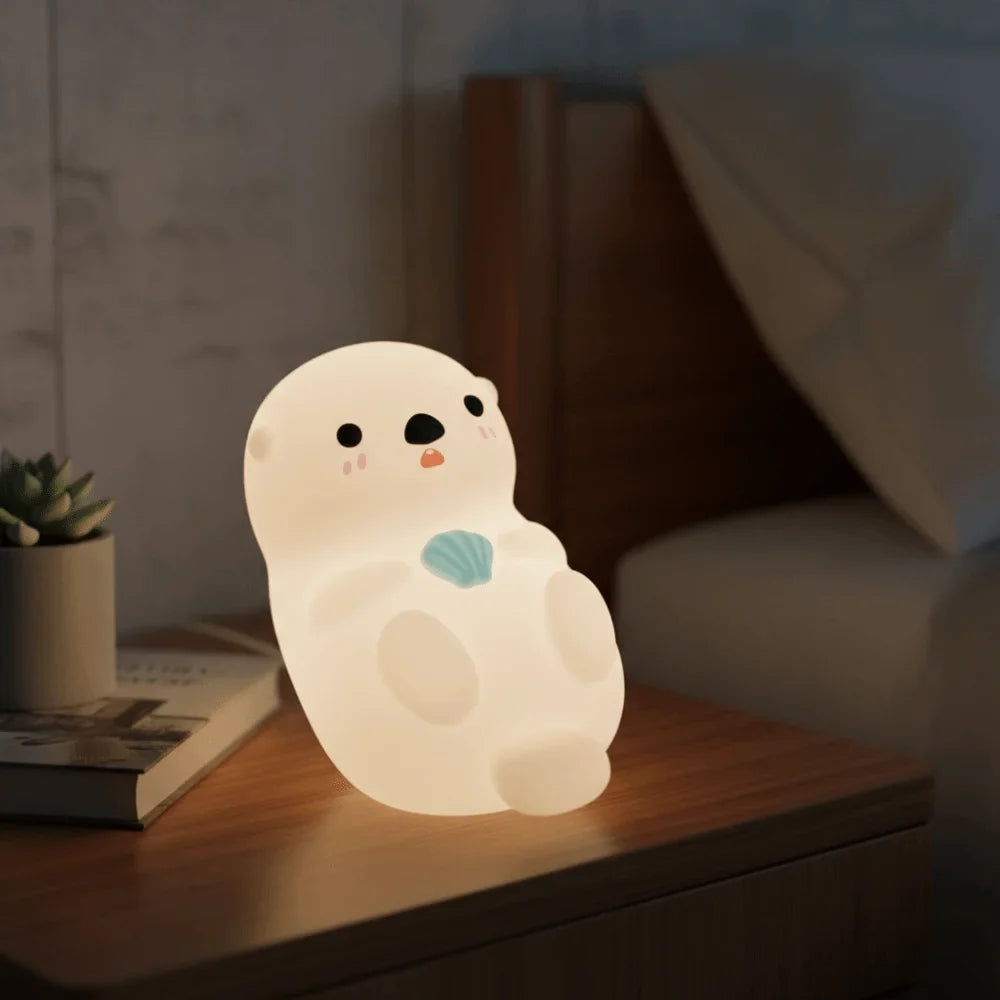 Cute Otter Night Light – USB Rechargeable Touch & Timer Lamp
