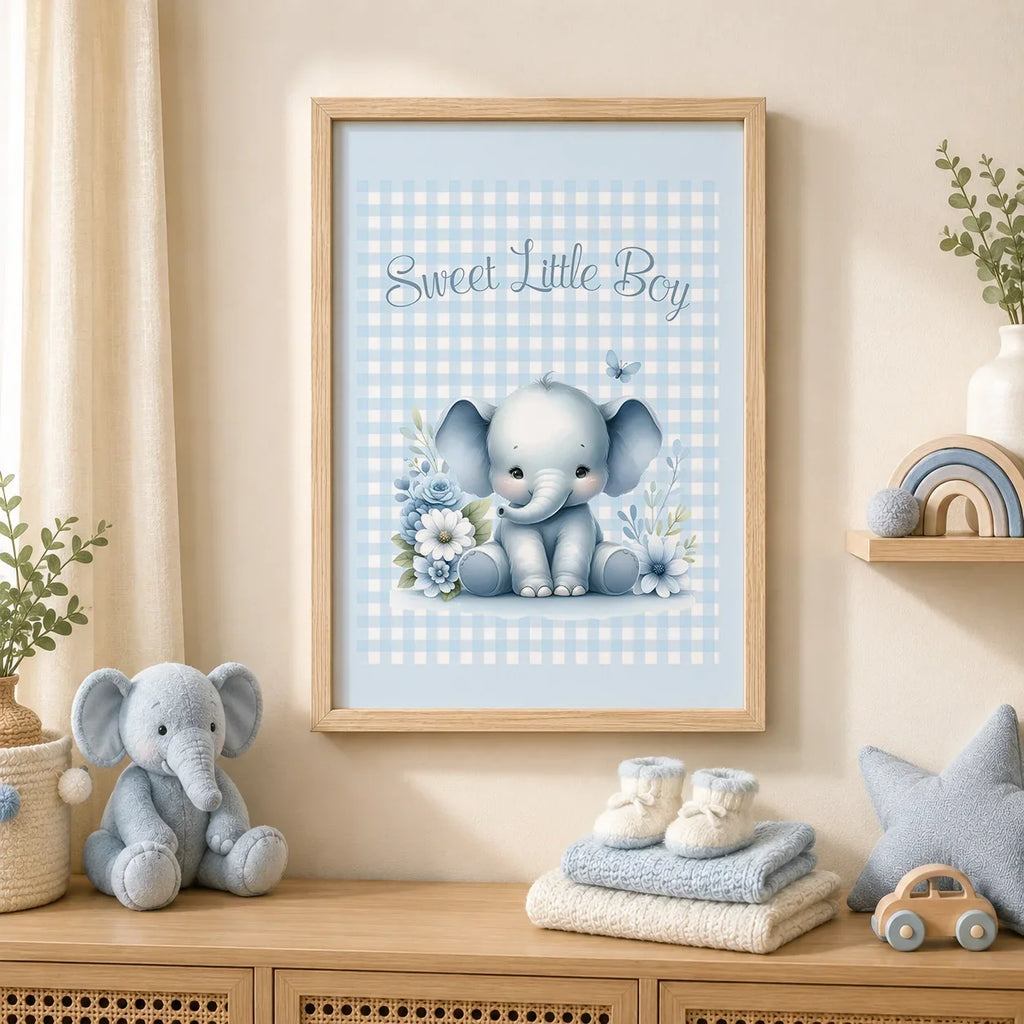 Elephant Hot Air Balloon Nursery Canvas Wall Art | Kids Decor