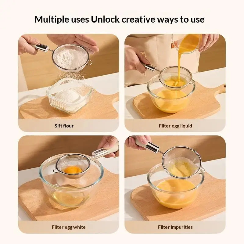 Stainless Steel Mesh Filter Spoon Plastic Handle Juice Soybean Milk