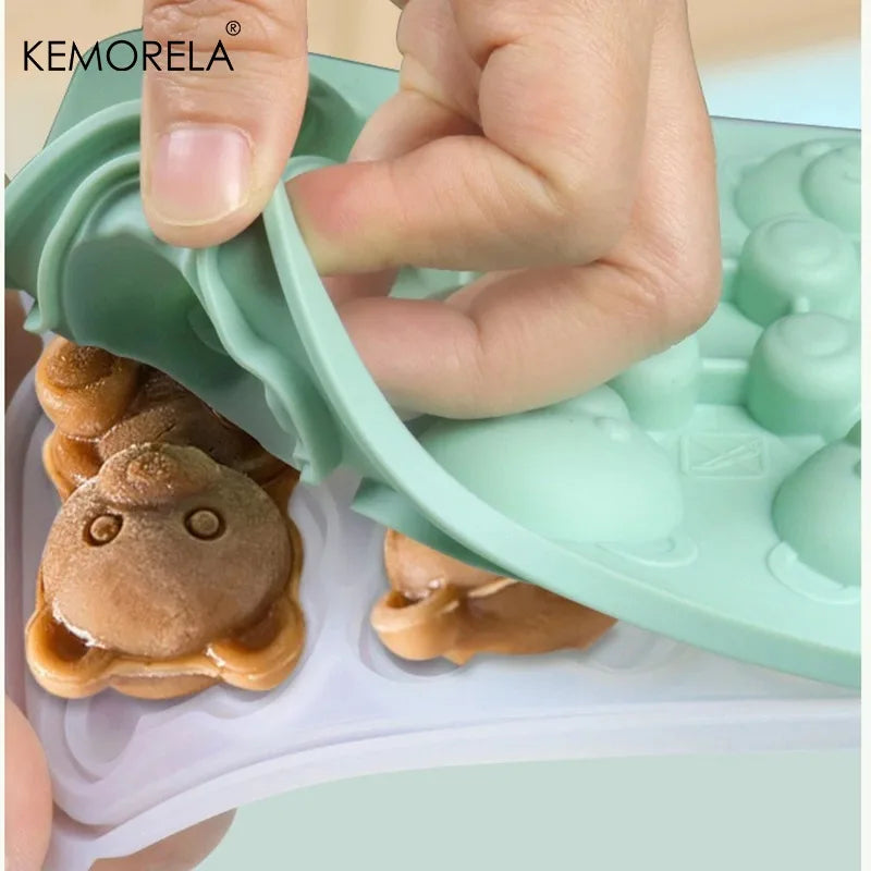 KEMORELA 6-Grid 3D Bear Silicone Ice Cube Mold – Teddy Shape