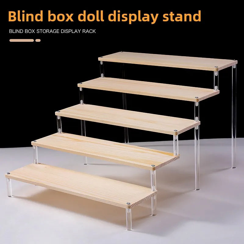 Wooden Multi-Layer Step Display Stand for Figures & Blind Box