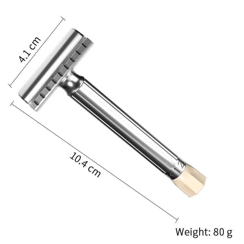Adjustable Safety Razor 9-Speed Zinc Alloy Manual Shaver + 5 Blades