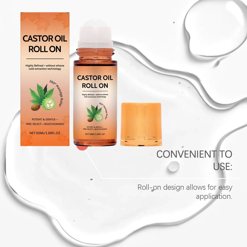 Natural Castor Oil Roll-On | 360° Massage Roller Hair & Skin