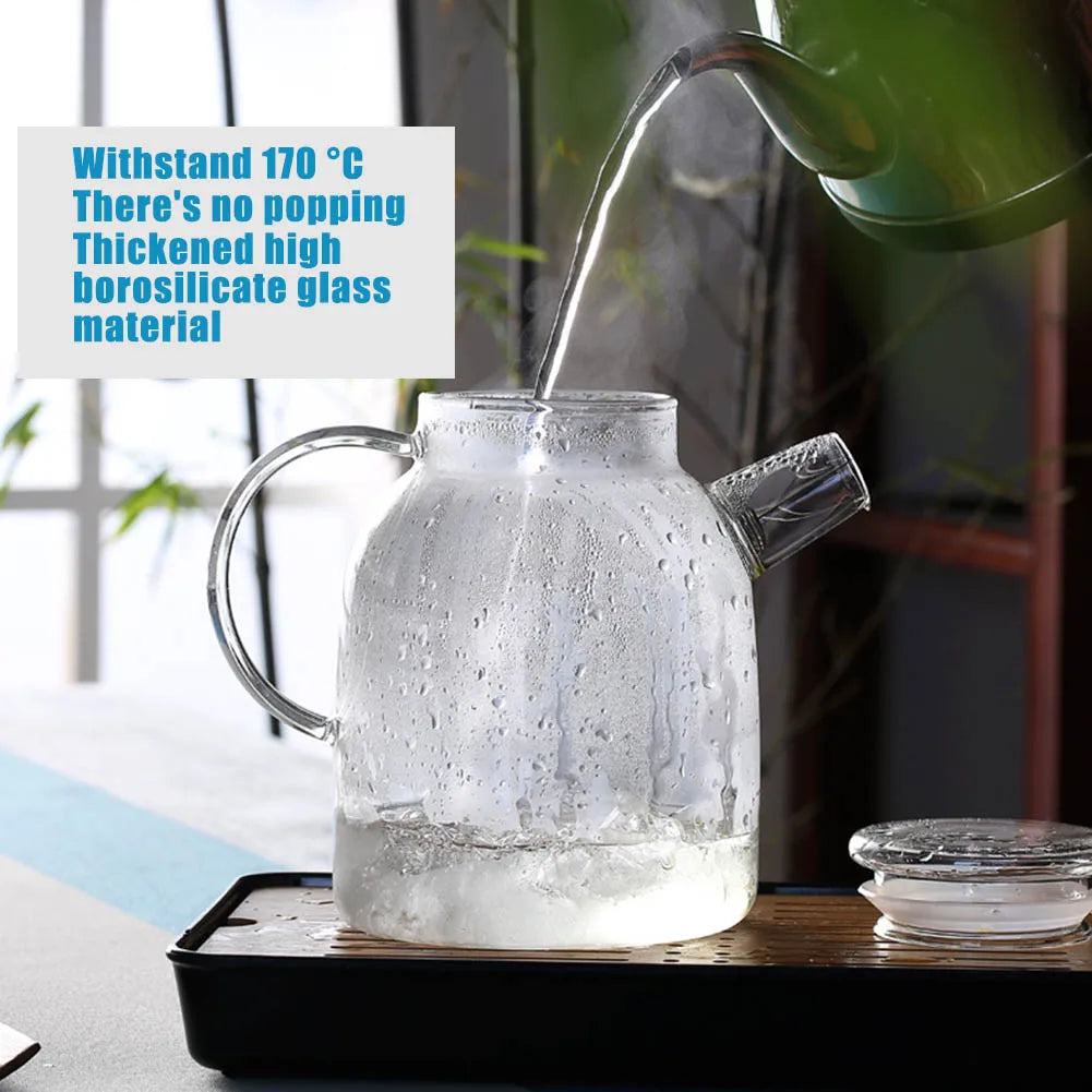 Borosilicate Glass Teapot 1L/1.6L – Heat-Resistant Clear Kettle