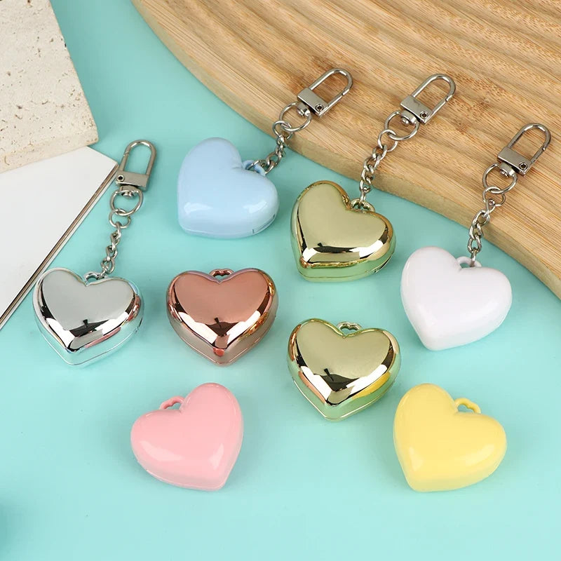 Heart Shape Mini Empty Blush Compact with Mirror & Keychain