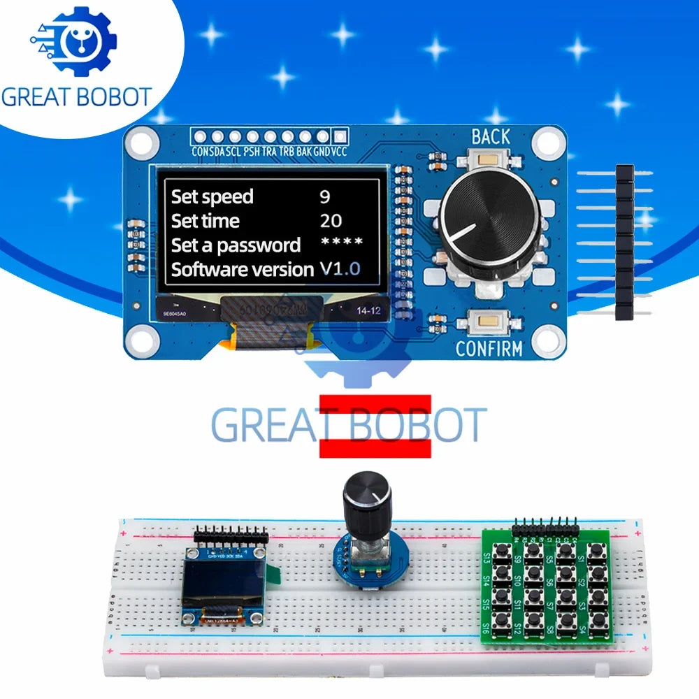 OLED Display 0.96/1.3" + EC11 Rotary Encoder Module for Arduino